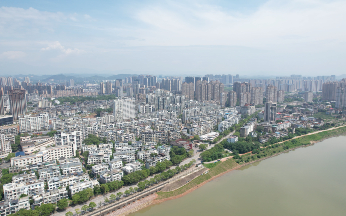 上饶信江两岸航拍