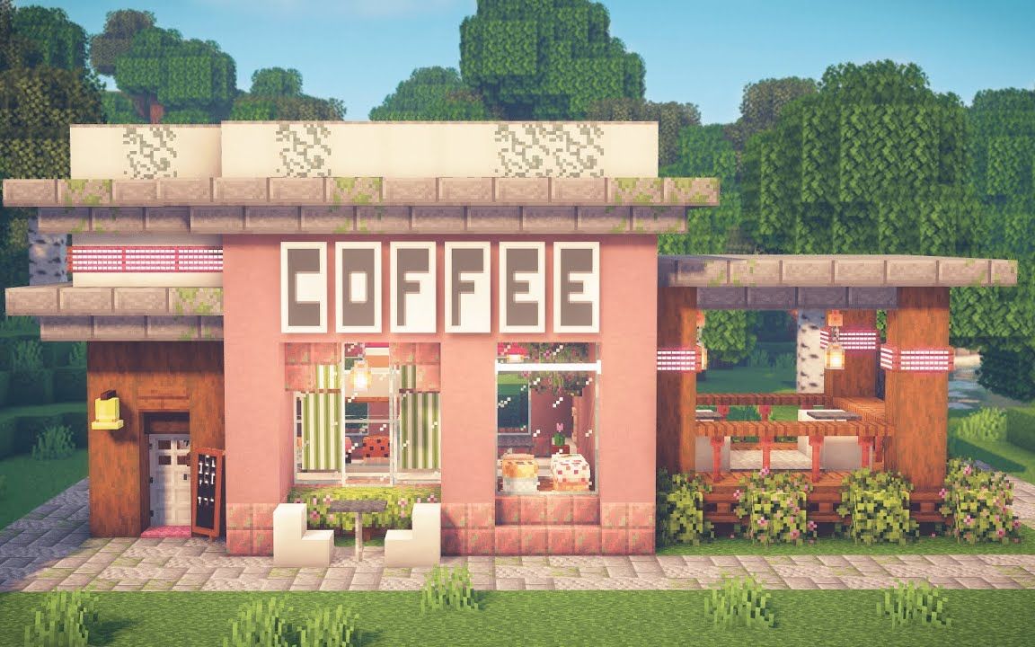 [我的世界]如何建造一座充满少女心的咖啡馆教程_哔哩哔哩bilibili_我