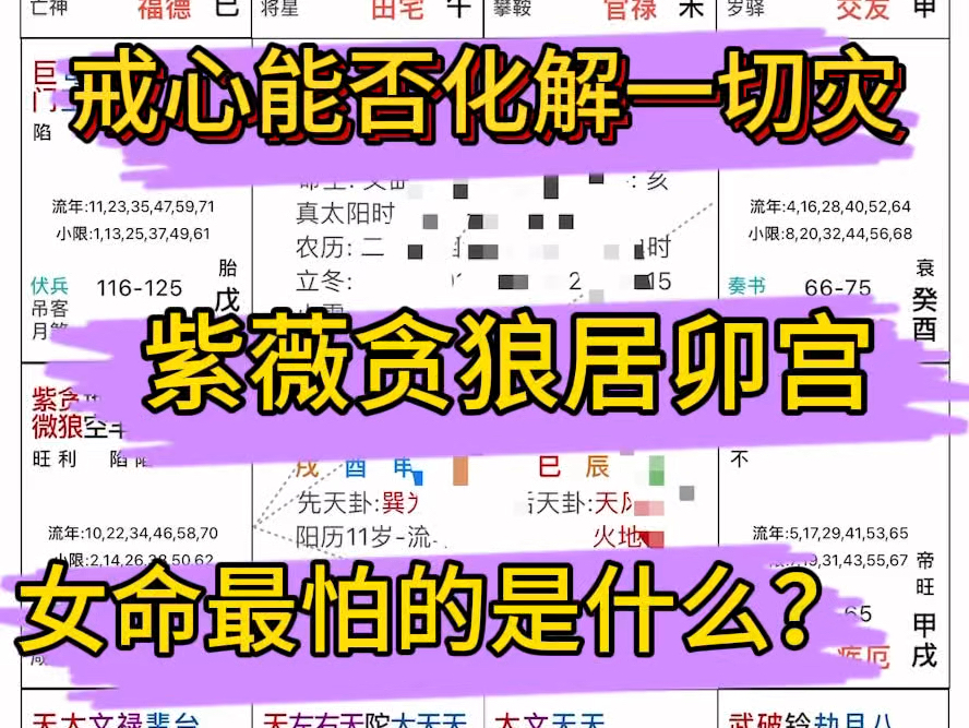 紫薇斗数之戒心能否化解灾,女命最怕太阳陷地.哔哩哔哩bilibili