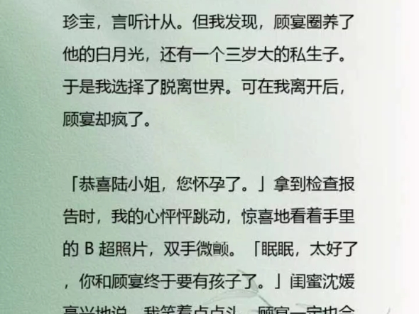 顾宴把我视如珍宝,言听计从.但我发现,顾宴圈养了他的白月光,还有一个三岁大的私生子.哔哩哔哩bilibili