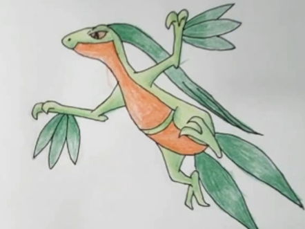 从简单的开始画,宝可梦森林蜥蜴