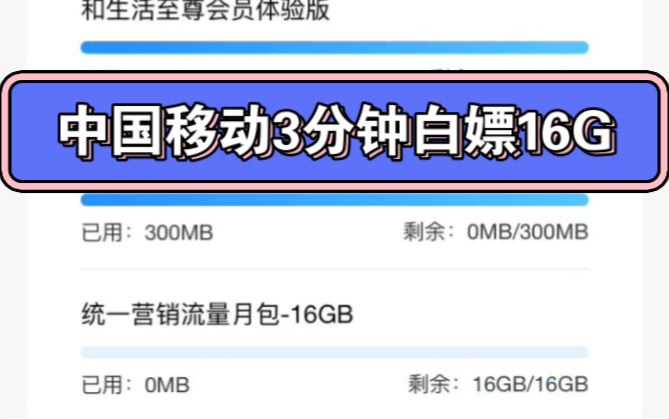 【不是标题党】中国移动白嫖16G流量!哔哩哔哩bilibili