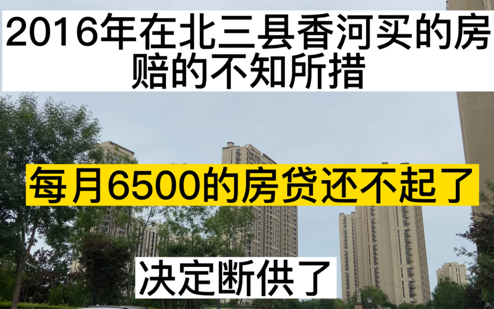 2016年在北三县香河买的房子,赔的不知所措,每月6500的房贷还不起了,决定断供了哔哩哔哩bilibili