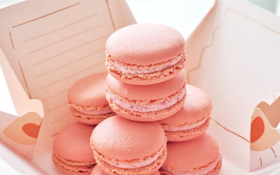 【thy than】草莓马卡龙~|strawberry macarons_哔哩哔哩 (゜-゜)つロ