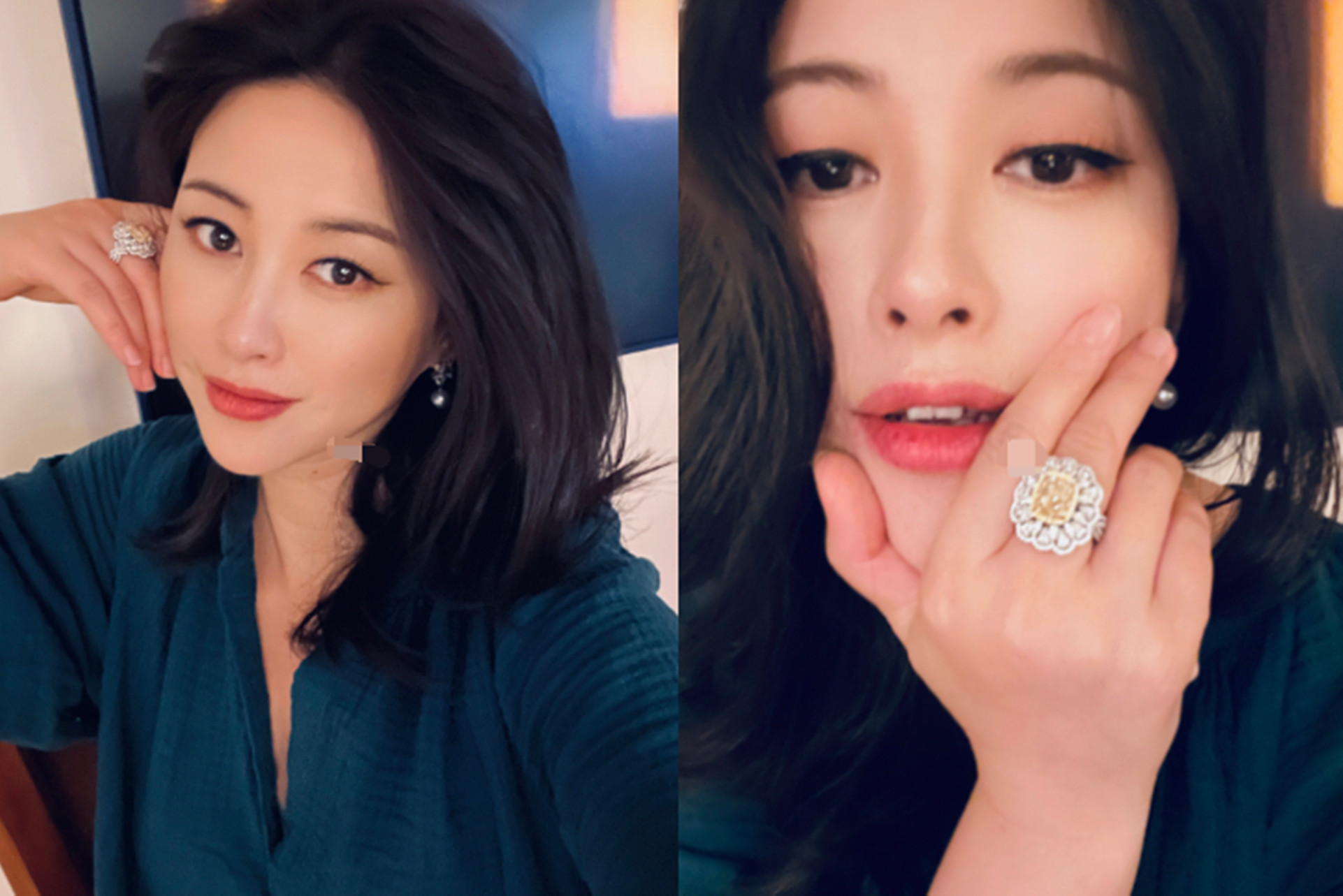 朱珠发文谈孕期变化,晒"怼脸自拍"下巴抢镜,手戴宝石贵气十足