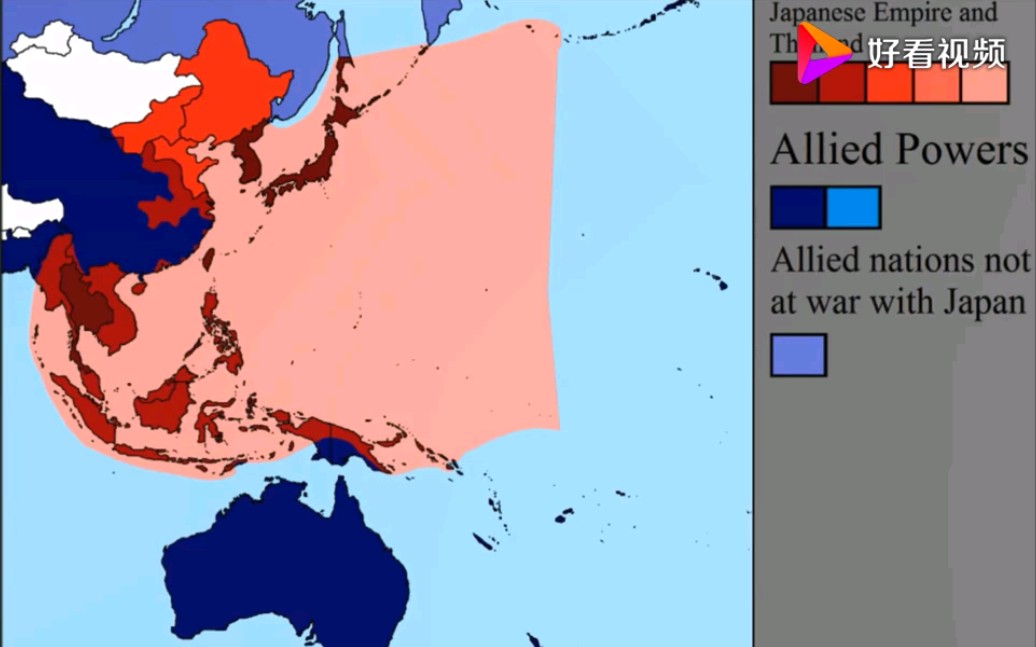 第二次世界大戰太平洋戰爭日本侵華戰爭各勢力版圖變化圖