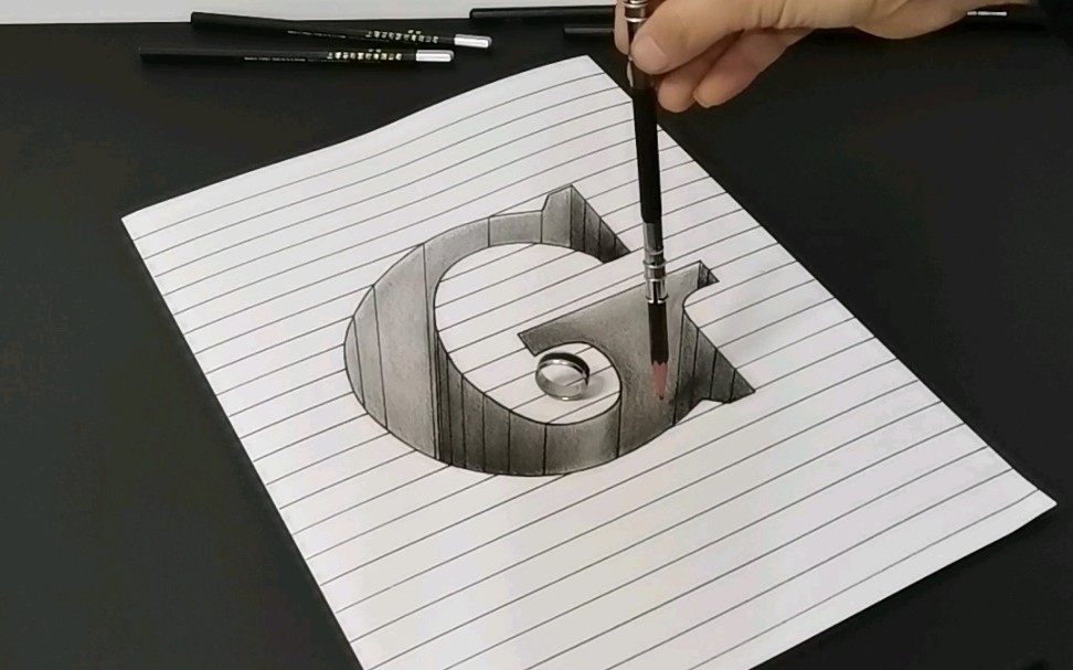 教你在纸上画凹陷字母