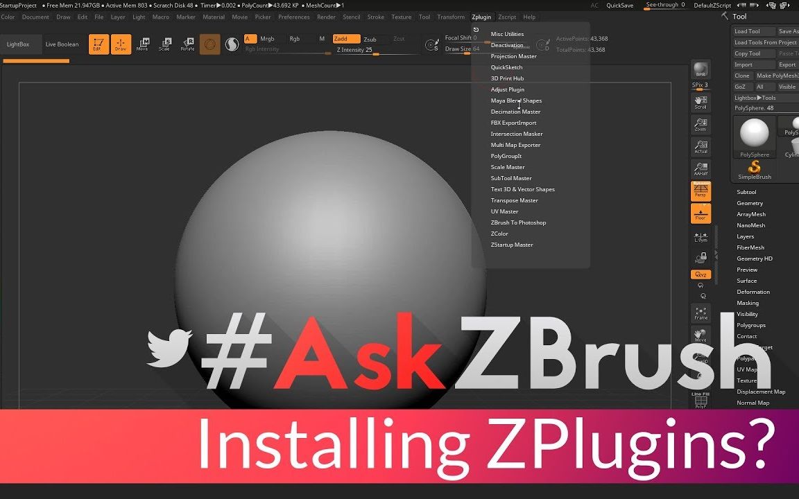 05.#AskZBrush ”如何安装从资源中心下载的ZBrush插件?”哔哩哔哩bilibili