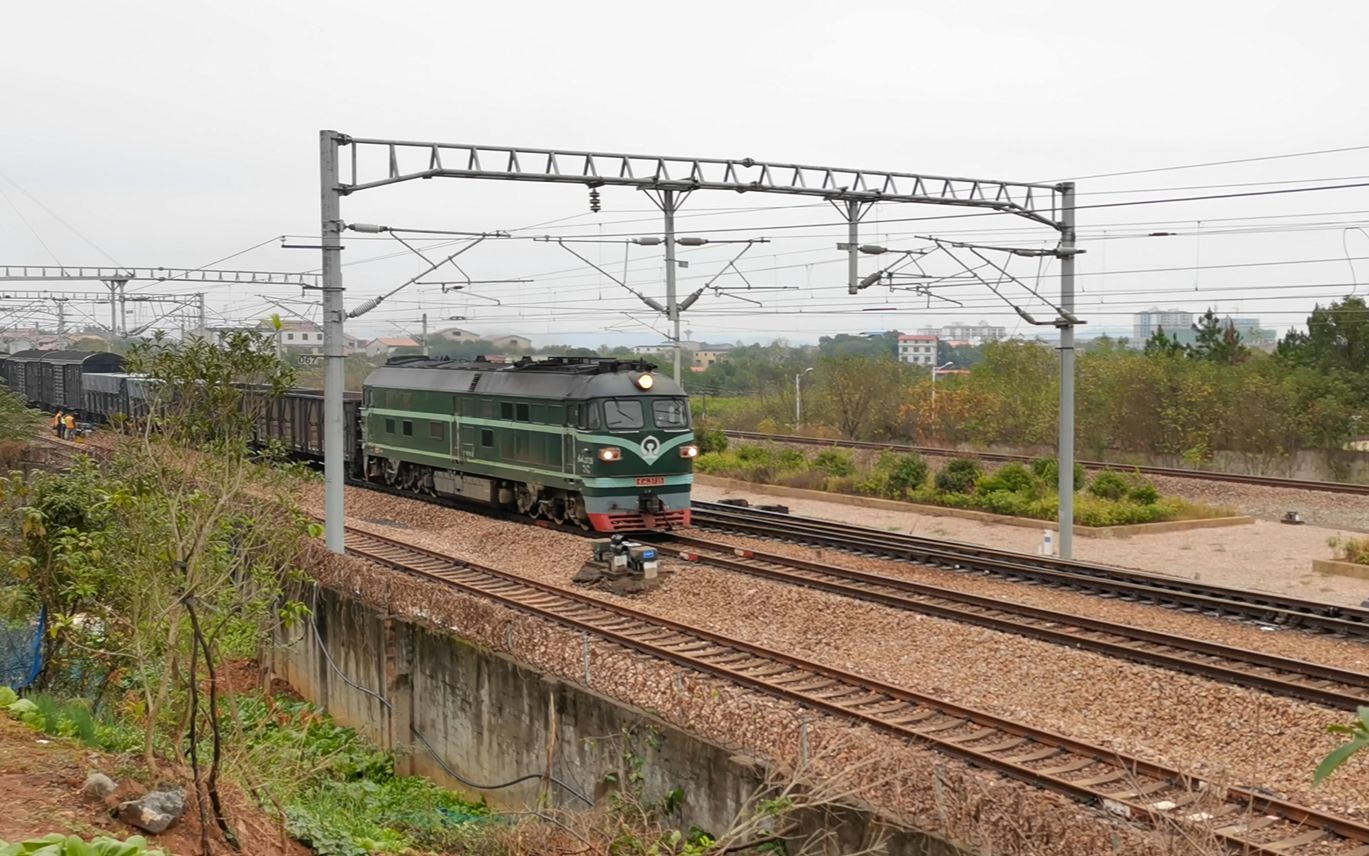 广铁怀段东风4b3735牵引货列驶进永州站_哔哩哔哩_bilibili