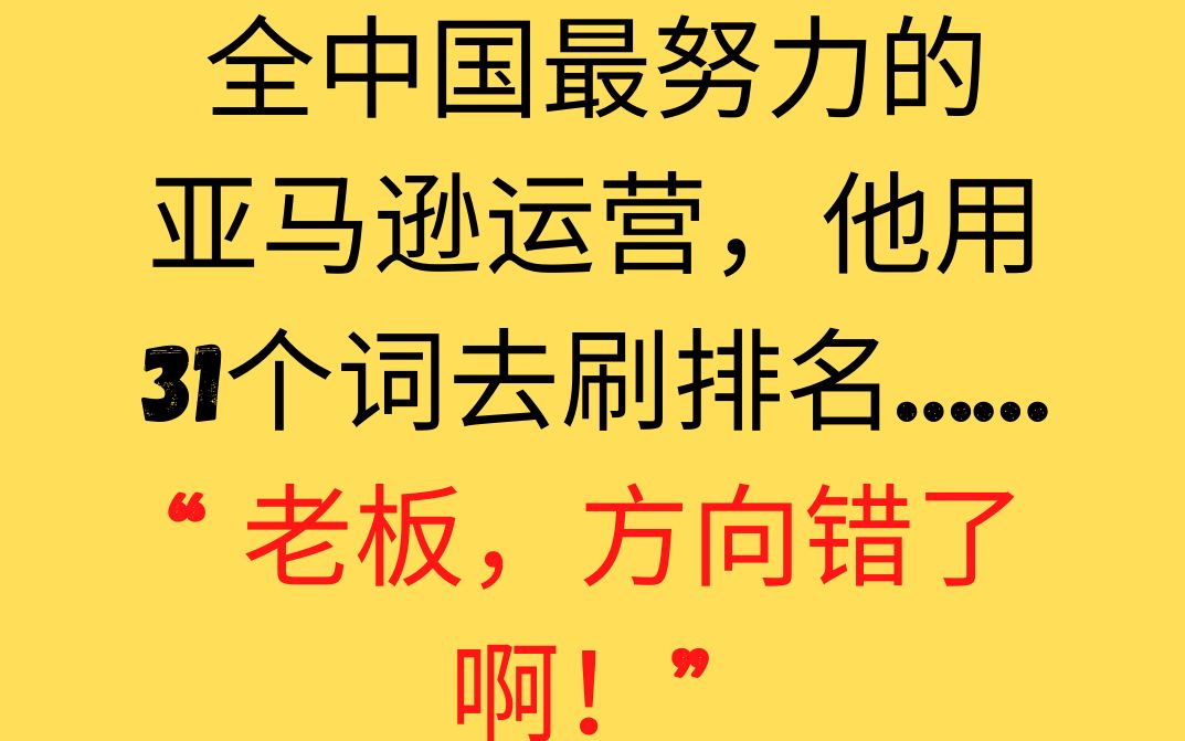 最努力的亚马逊运营一把敢刷31个关键词……老板,方向错了啊……★海麦亚马逊FBA★哔哩哔哩bilibili