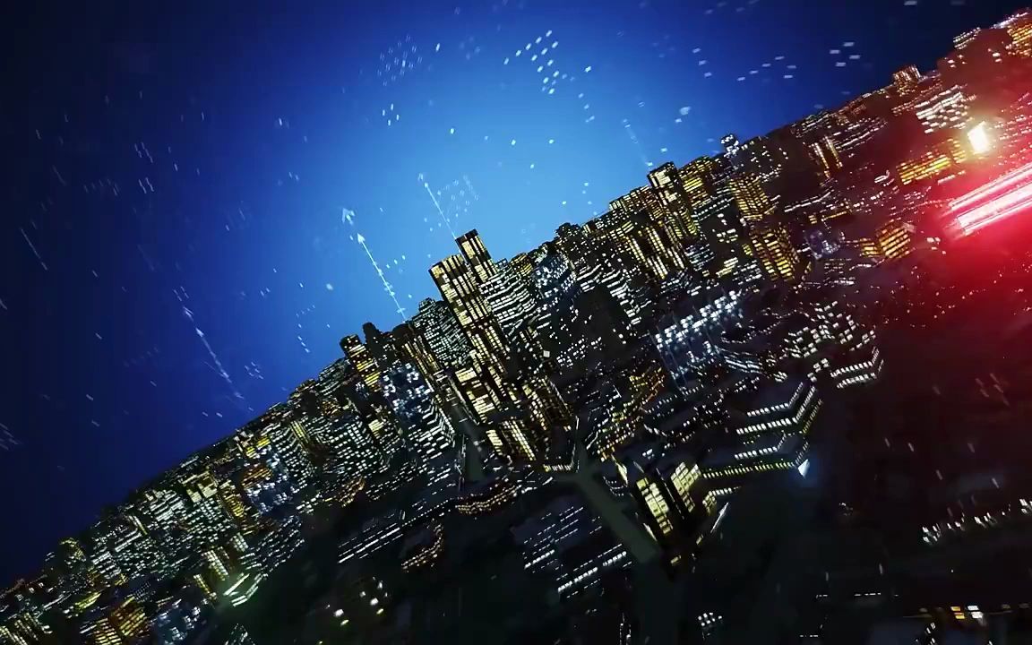 ae模板-粒子发光线条穿梭城市高楼新闻开场动画片头