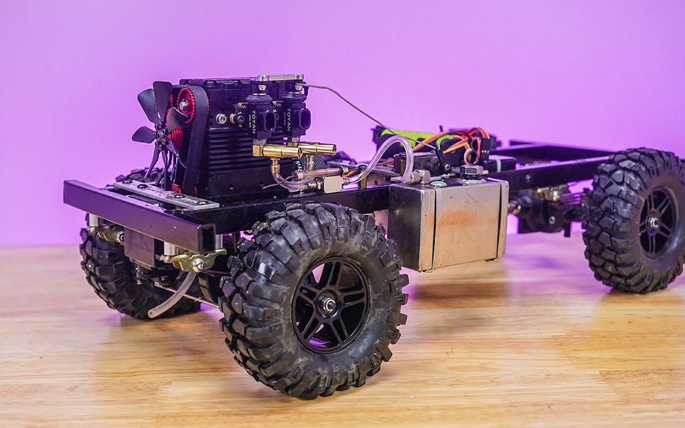 遥控车安装双缸发动机?还有变速箱和差速锁,太牛了