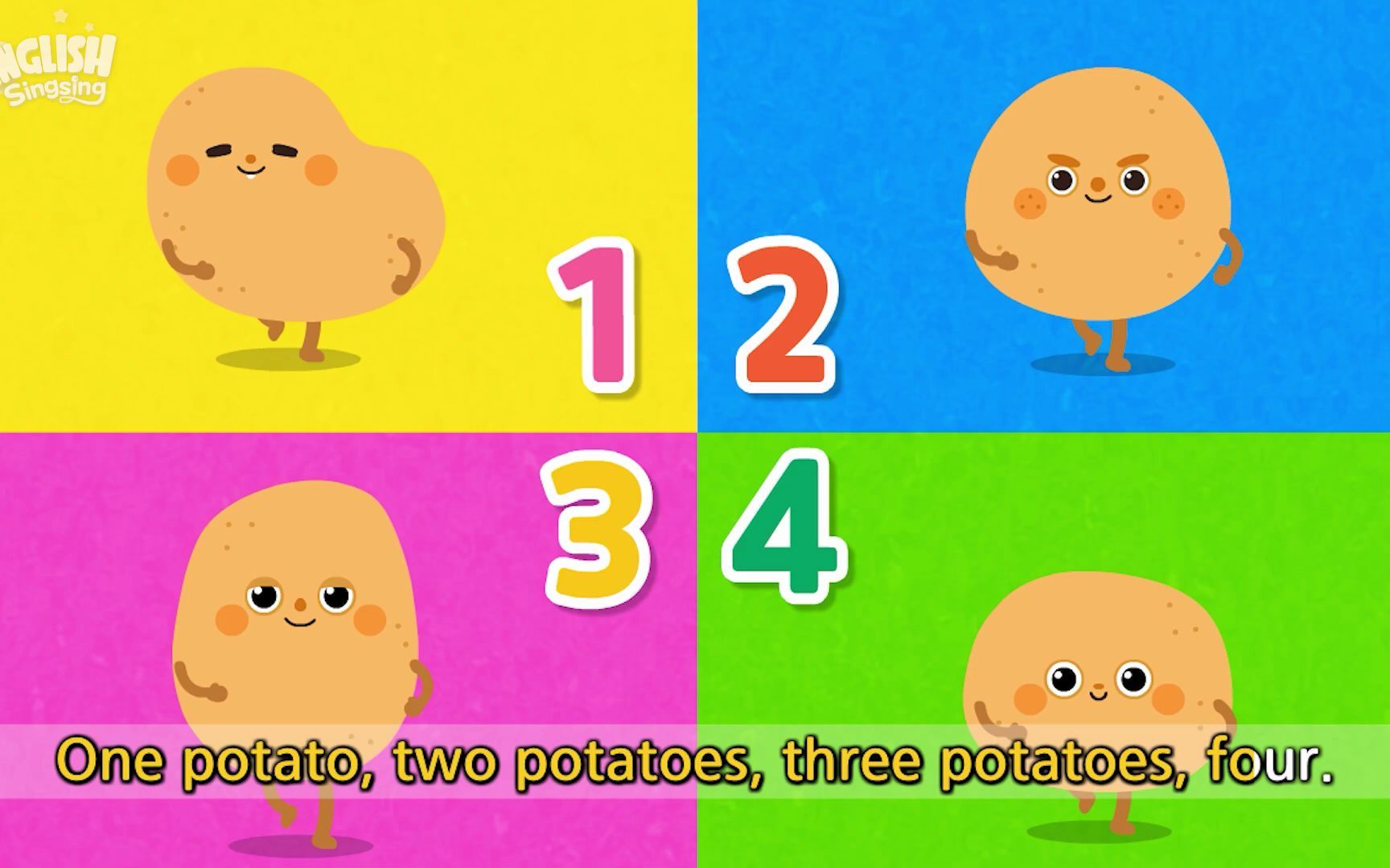 [图]One potato, two potatoes - Nursery Rhymes - Animation Kids song with Lyrics