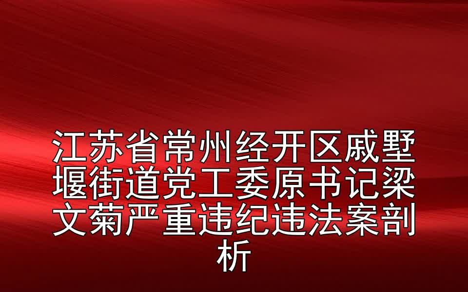 江苏省常州经开区戚墅堰街道党工委原书记梁文菊严重违纪违法案剖析哔哩哔哩bilibili