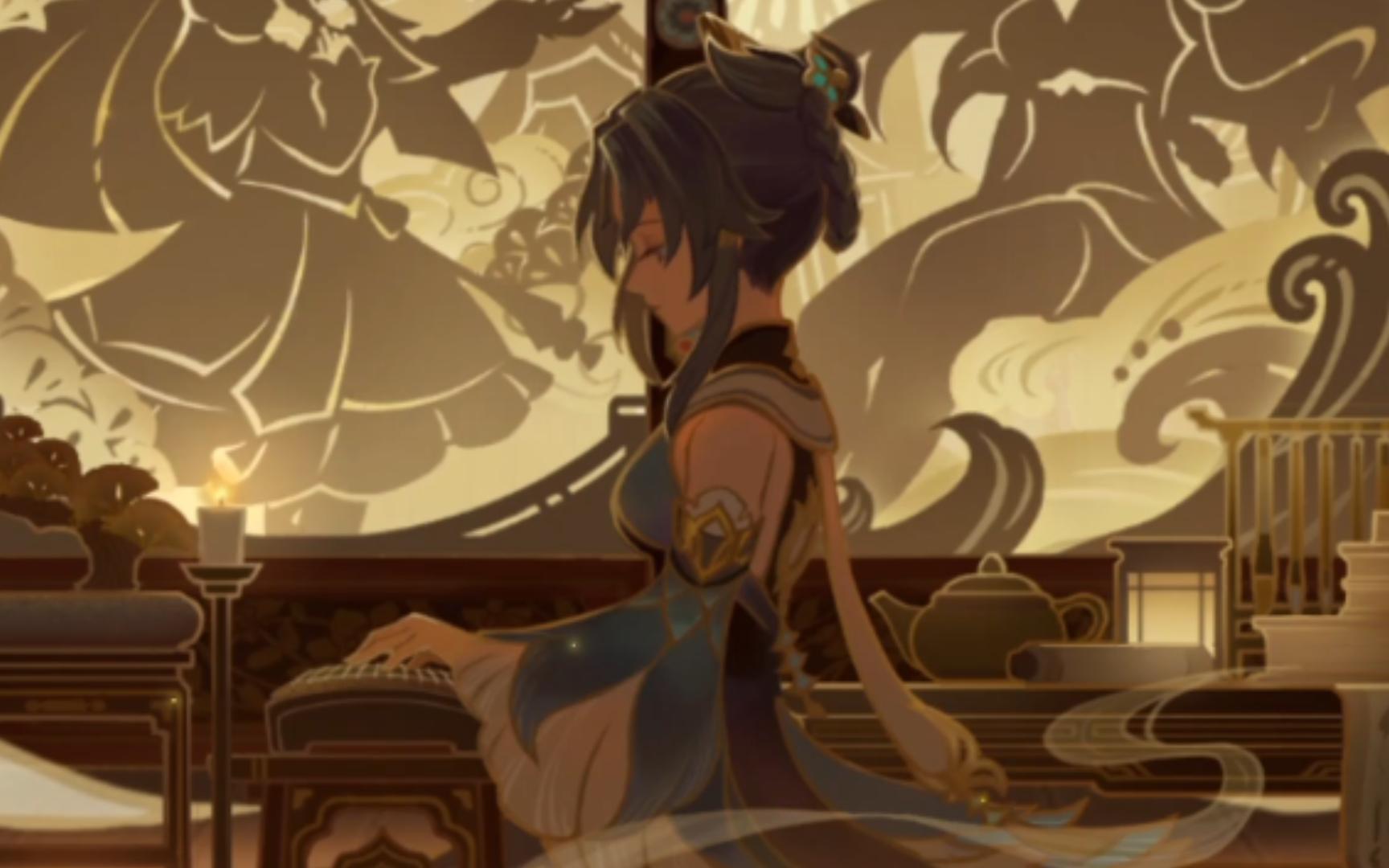 哇哇哇这个屏风好好看!歌尘浪市真君盘坐于屏风后焚香抚琴好绝!