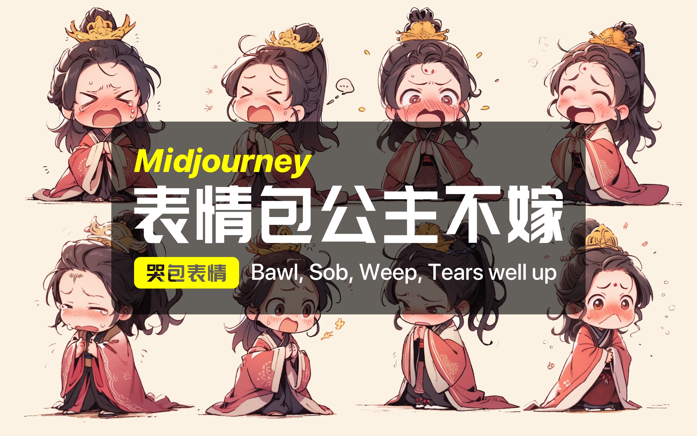 Midjourney|哭包表情制作教程哔哩哔哩bilibili