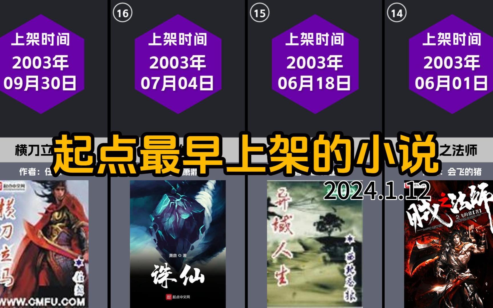 起点最早上架的小说TOP20#2024.1.11,这些小说你有看过吗哔哩哔哩bilibili