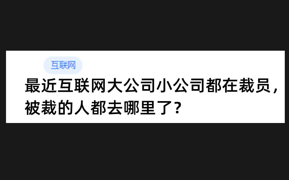 最近互联网大公司小公司都在裁员,被裁的人都去哪里了?哔哩哔哩bilibili