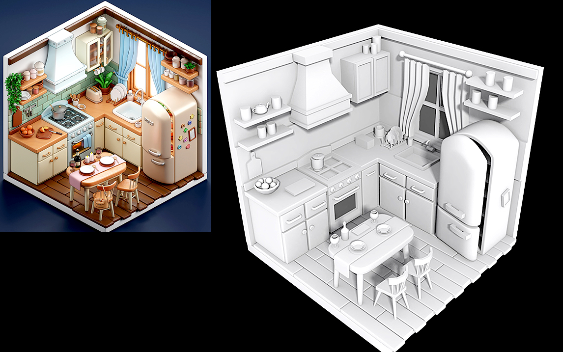 【3dmax】从零开始教你搭建"卡通厨房"场景模型,次世代入门场景建模!