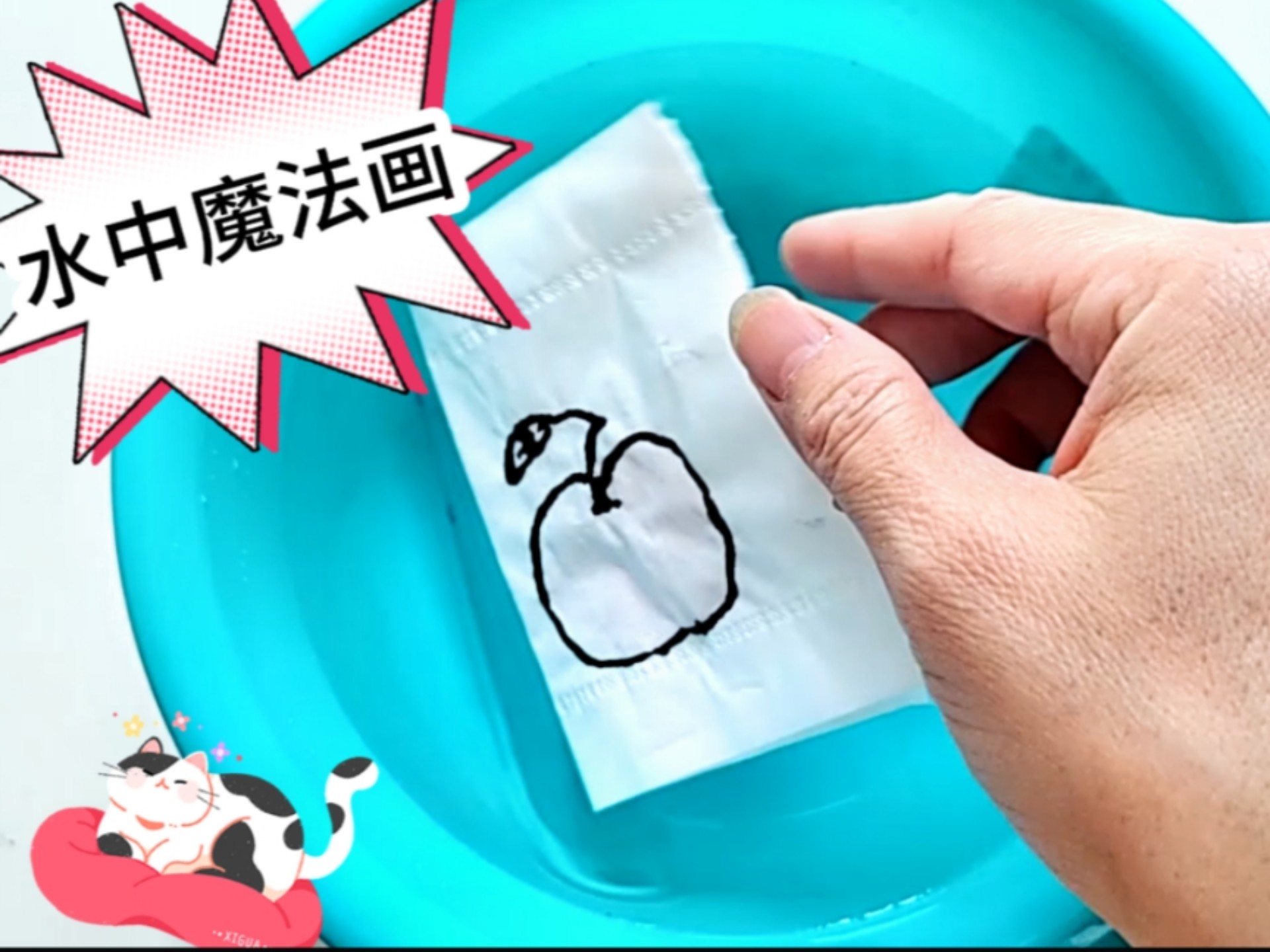 水中魔法画:这个小魔术有点意思,感兴趣的小伙伴快来试一试吧!