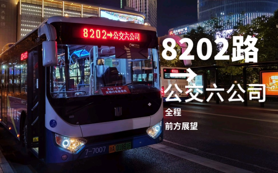 【全长约30KM的夜间线!】杭州8202路公交车前方展望POV(武林广场~公交六公司)哔哩哔哩bilibili