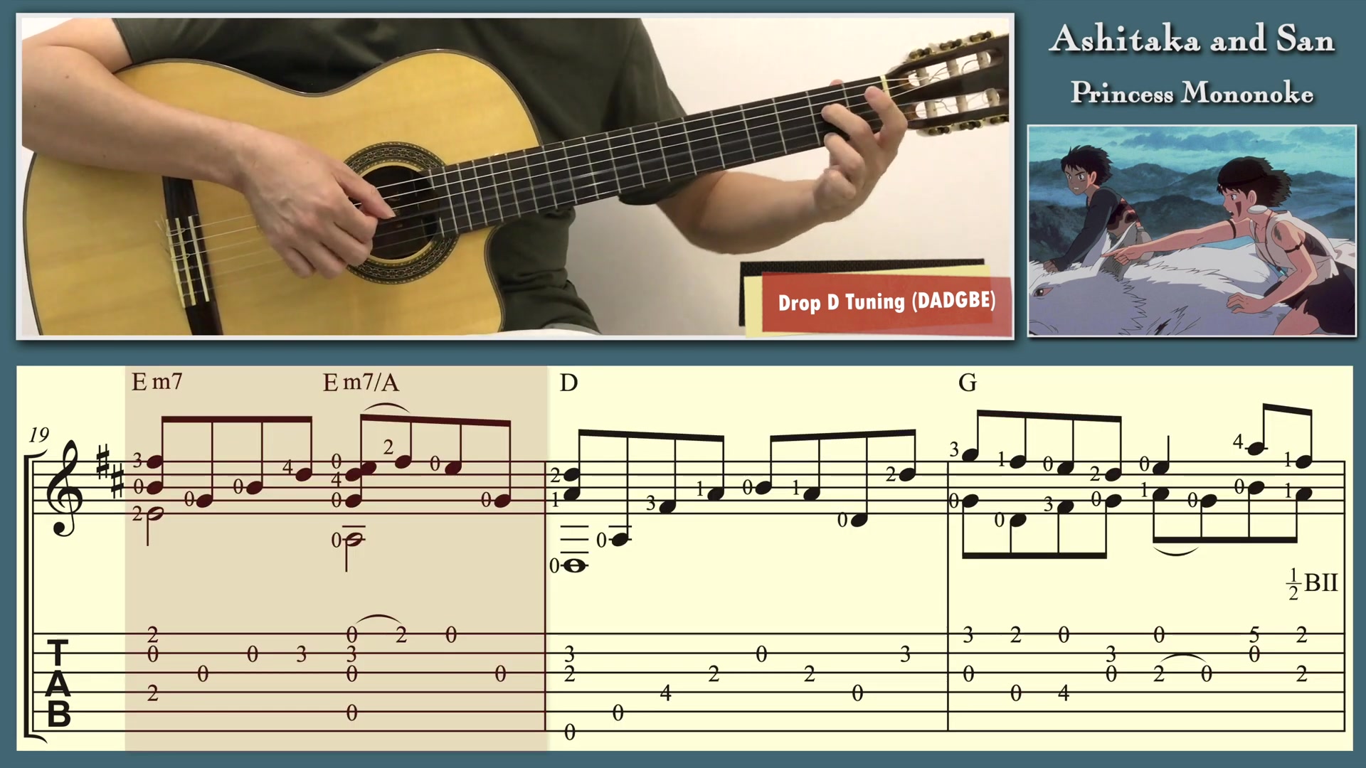 [图]Ashitaka and San - Princess Mononoke (Guitar) [Notation + TAB]