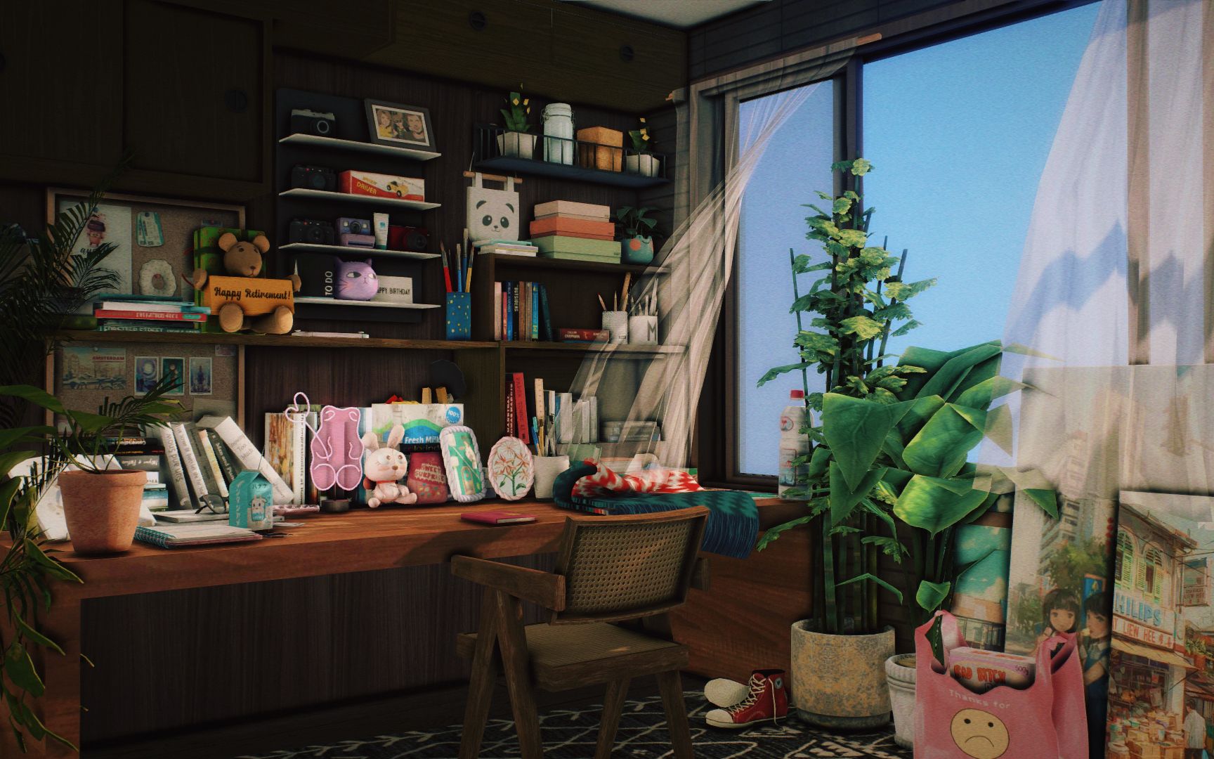 模拟人生4 雷雨天卧室写作业(白噪音房间