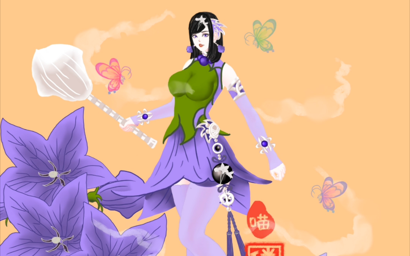 花卉-紫色桔梗花-拟人画