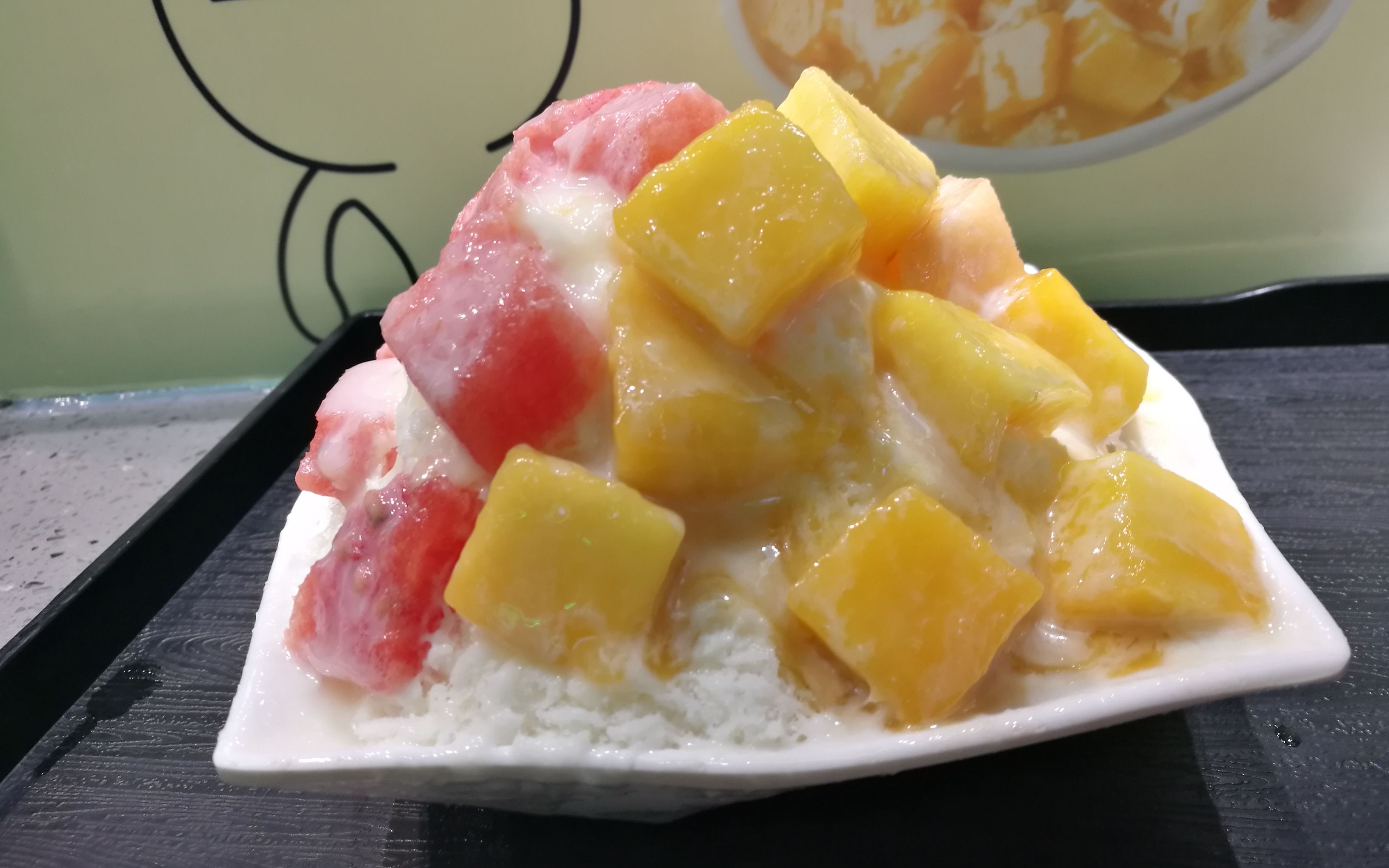 【混合水果牛奶冰】和头一样大的芒果,冷漠脸小姐姐处理水果全过程!