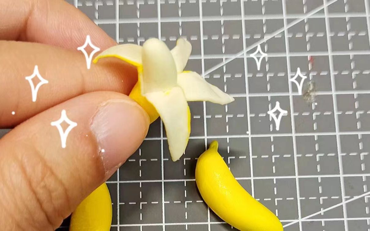 【超轻粘土】迷你小香蕉,简单可爱,微缩美食diy制作教程