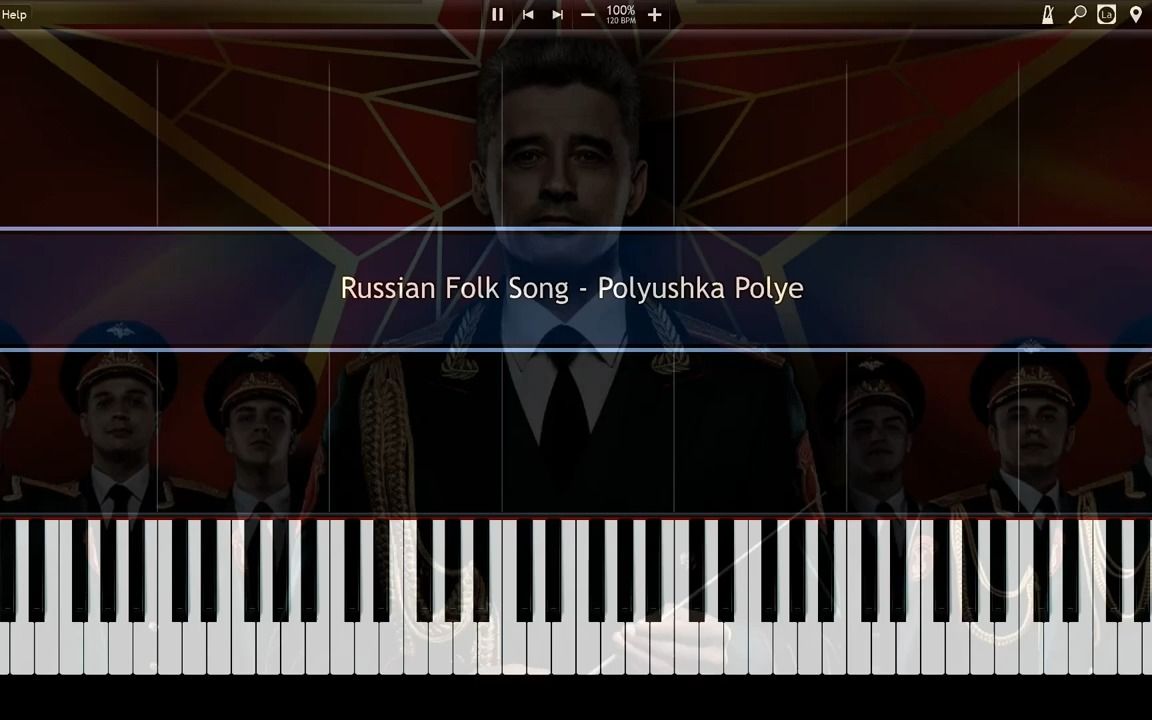 [图]钢琴版-苏联/俄罗斯民歌-草原啊草原 Russian Folk Song - Polyushka Polye Synthesia Piano Tutorial