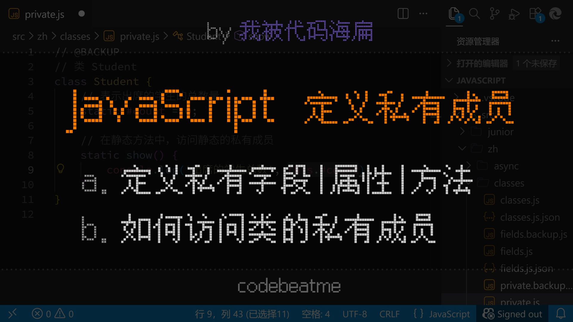 JavaScript 定义类的私有成员(字段、方法、属性),以及私有成员的访问|JS 教程