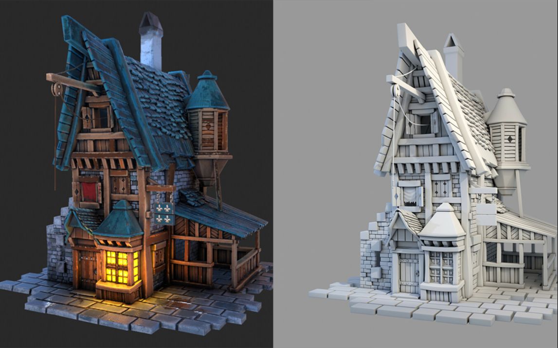 3dmax场景建模——次时代小房子建模,期末作业练习