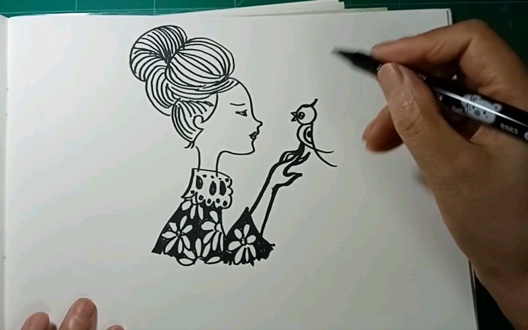 【线描画】黑白之美 线描画:依恋_哔哩哔哩_bilibili