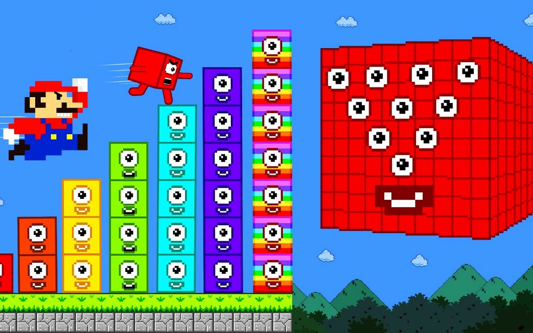 超级玛丽:马里奥和数字块1 vs新的全眼数字块灾难迷宫,哪方强?