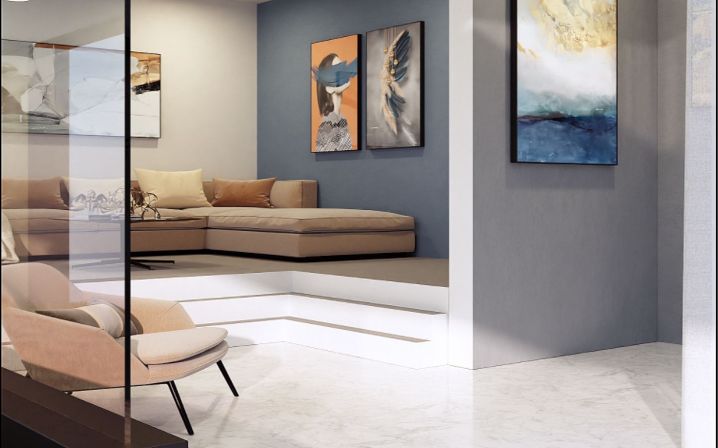 茄子c4d oc 室内沙发,欧美风场景建模渲染教程