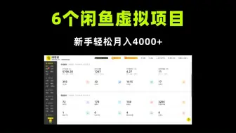 Tải video: 6个闲鱼虚拟项目，每单利润10元，新人也能轻松月入4000+