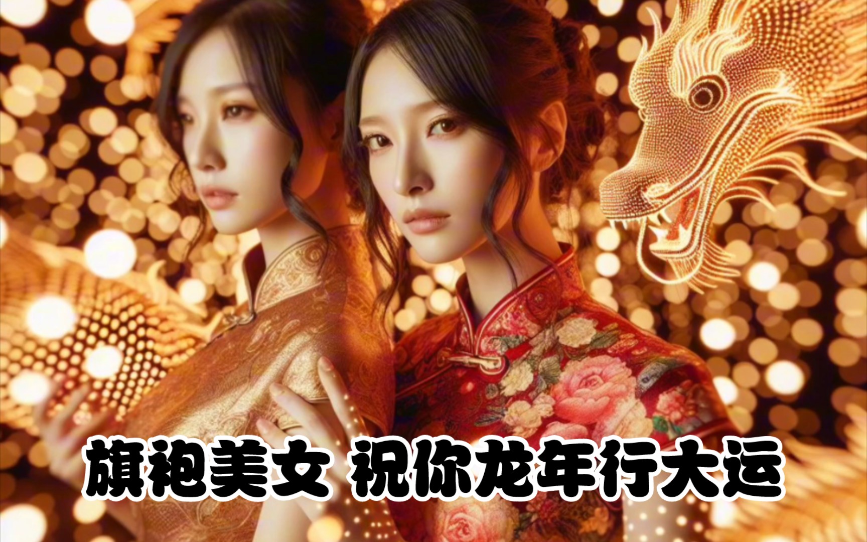 旗袍美女祝你龙年行大运