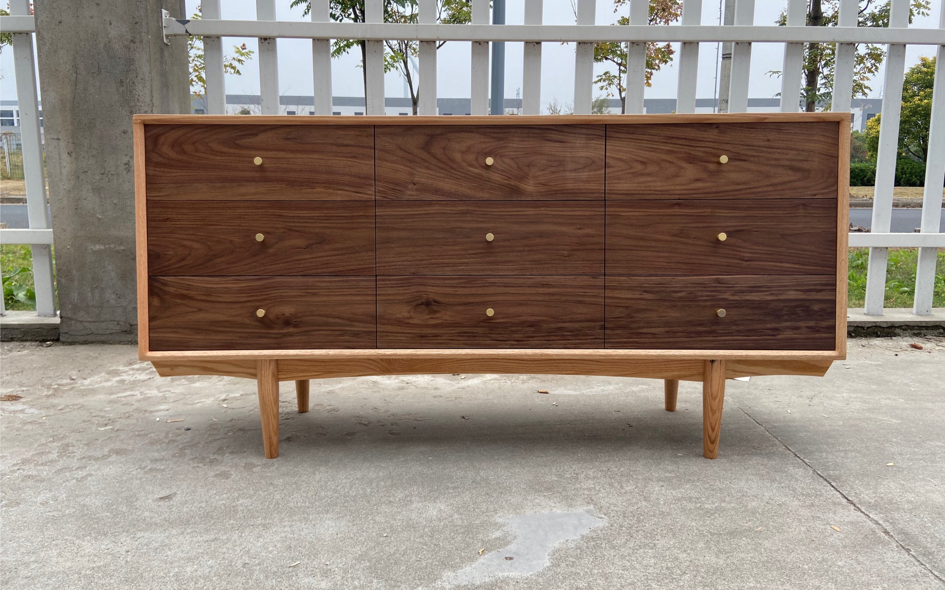 黑胡桃红橡木组合九斗柜