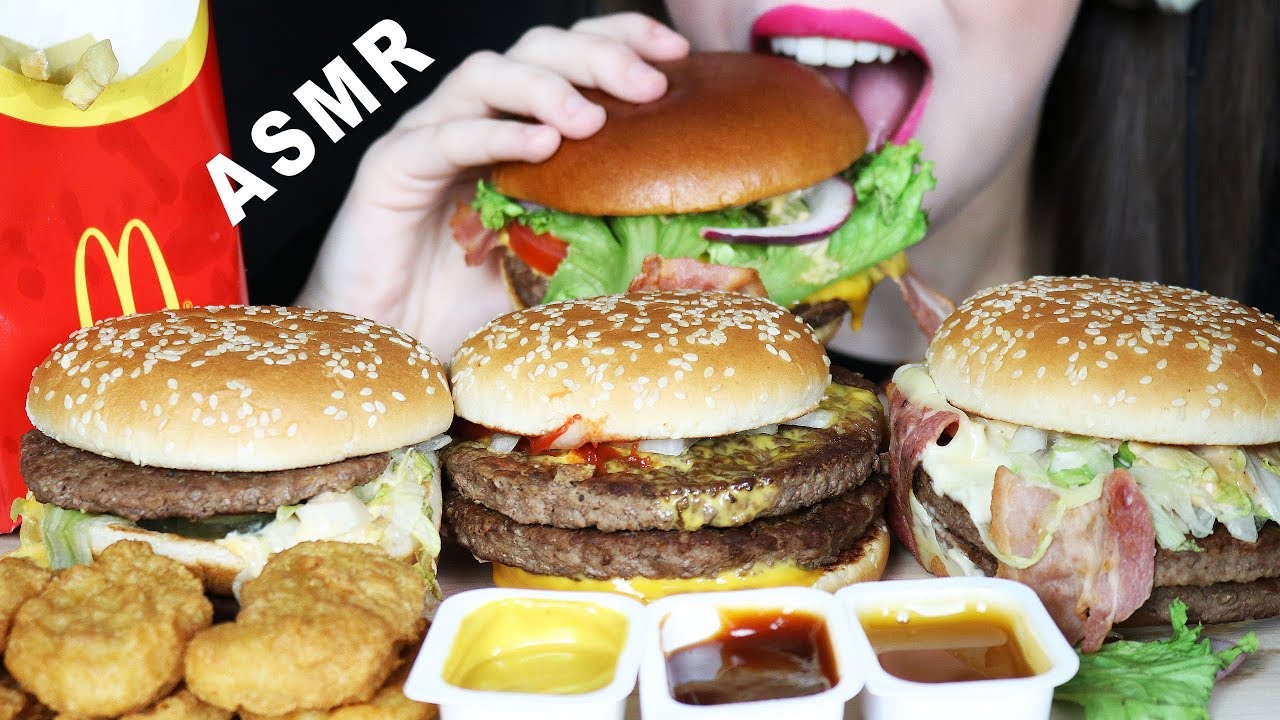 【hazelnut crush】麦当劳巨无霸汉堡,鸡块,薯条,苹果派(吃的声音)不