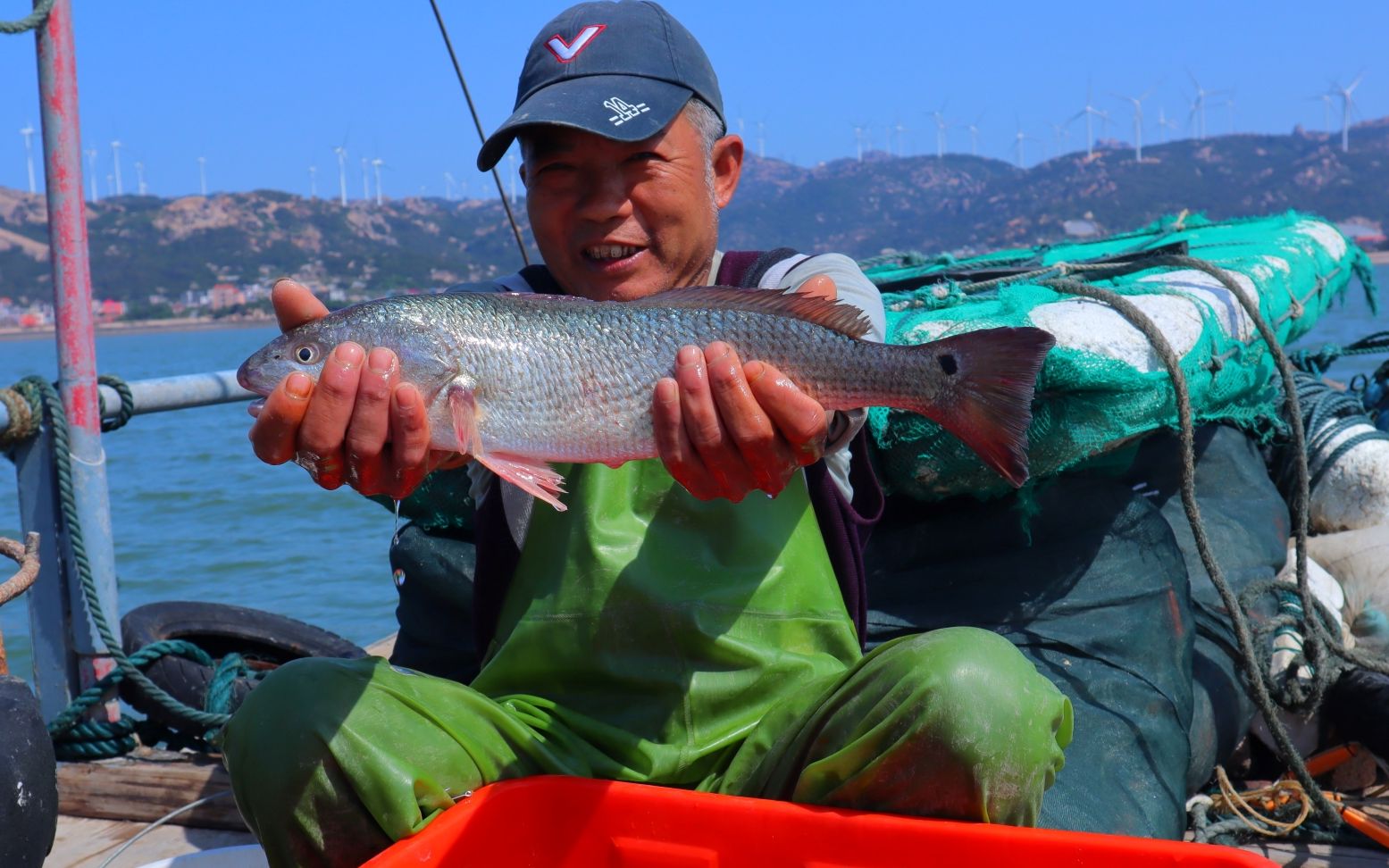 泰叔出海收浮鉤,兩手一挽連魚帶線拉上船,老漁民看見就跑不了_嗶哩