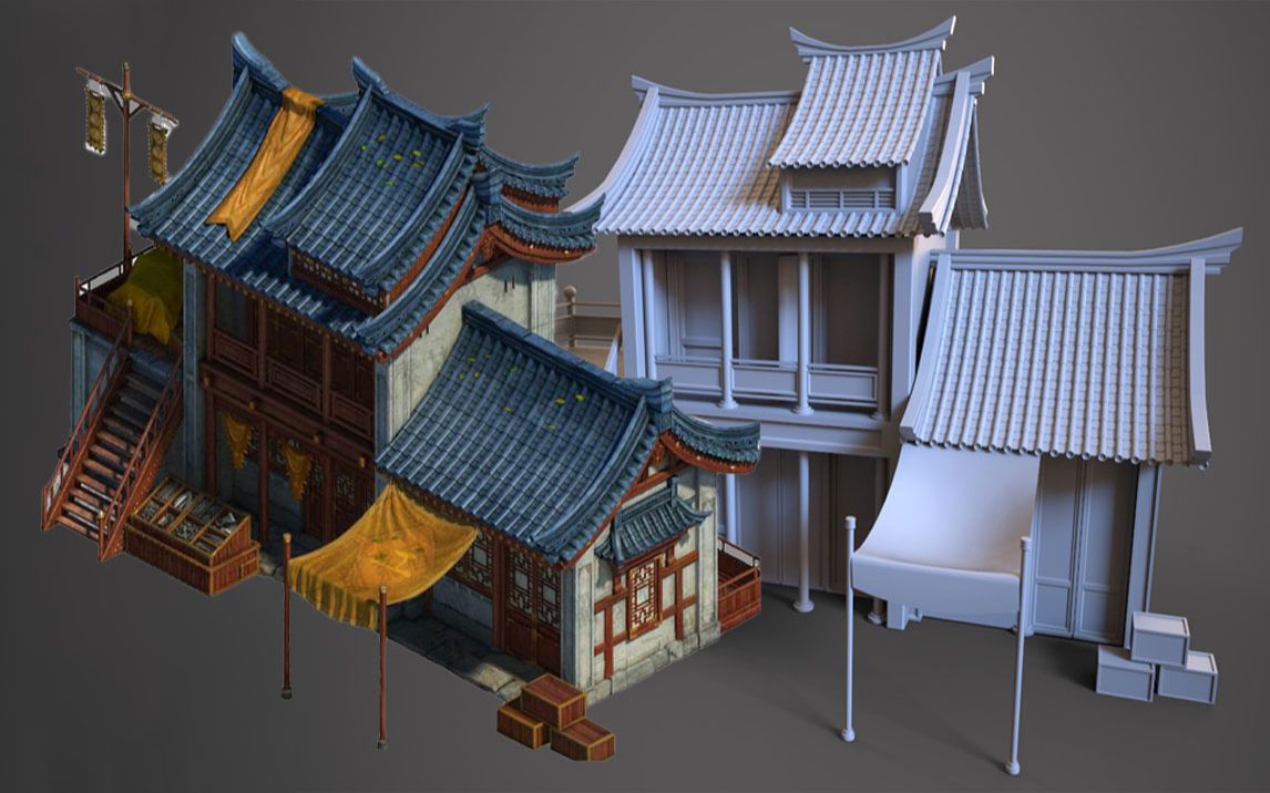 【3DMAX场景建模】古风建筑游戏场景建模哔哩哔哩bilibili