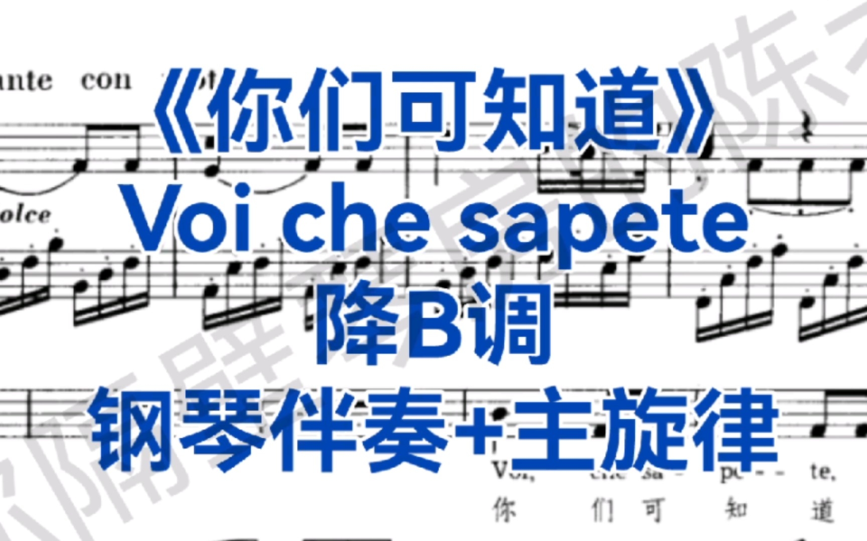 [图]女生热门曲目《你们可知道》降B调钢琴伴奏+主旋律，适用于女高音，女中音