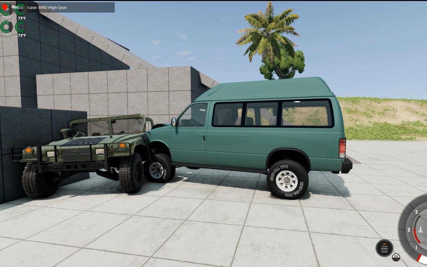 beamng四驱越野面包车对撞悍马h1