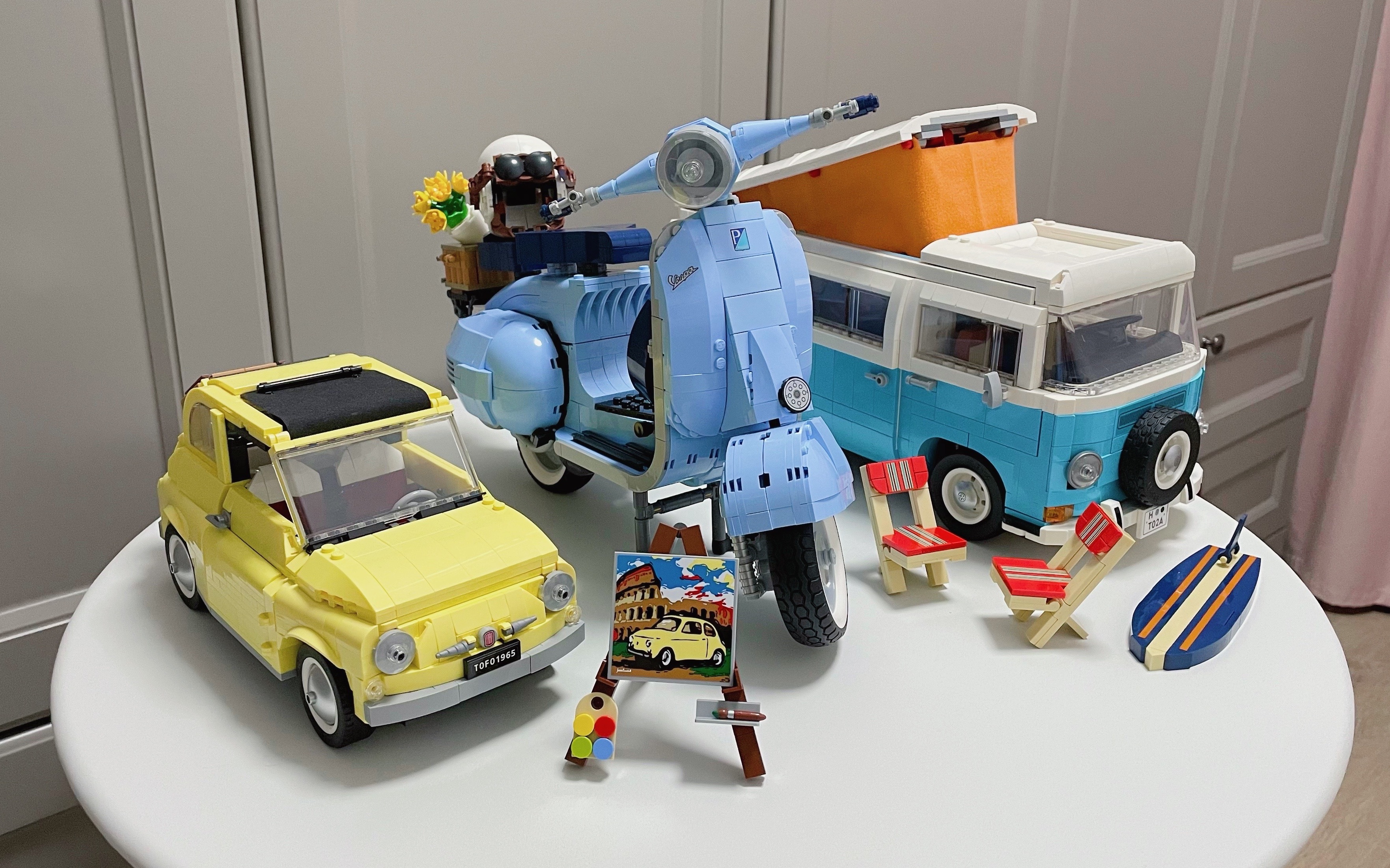 【LEGO乐高】开箱拼车!Vespa125踏板摩托车、Fiat菲亚特500两厢车、大众T2露营车,三车齐发~购物分享哔哩哔哩bilibili