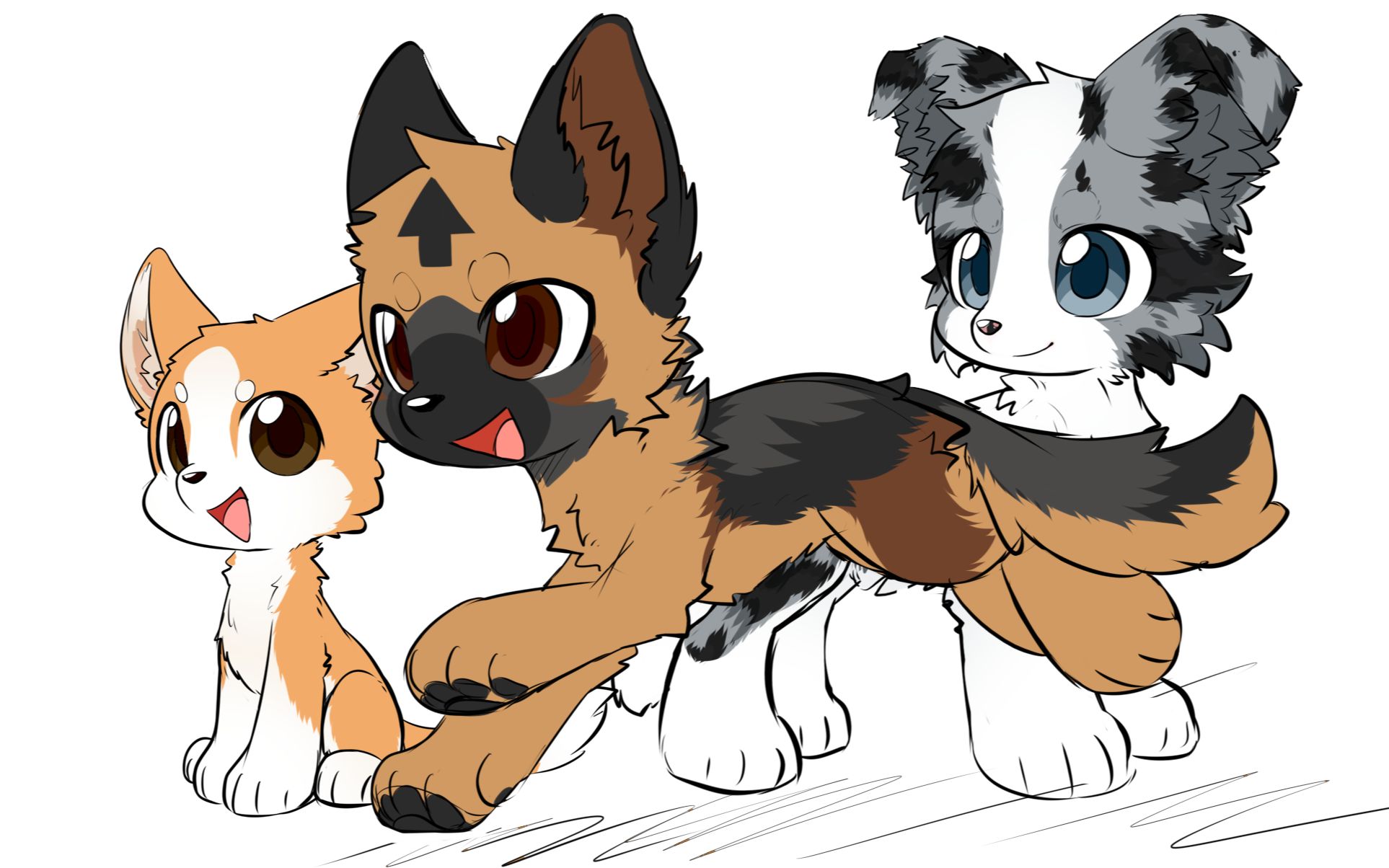 【绘画录屏】三只狗狗摸鱼录屏