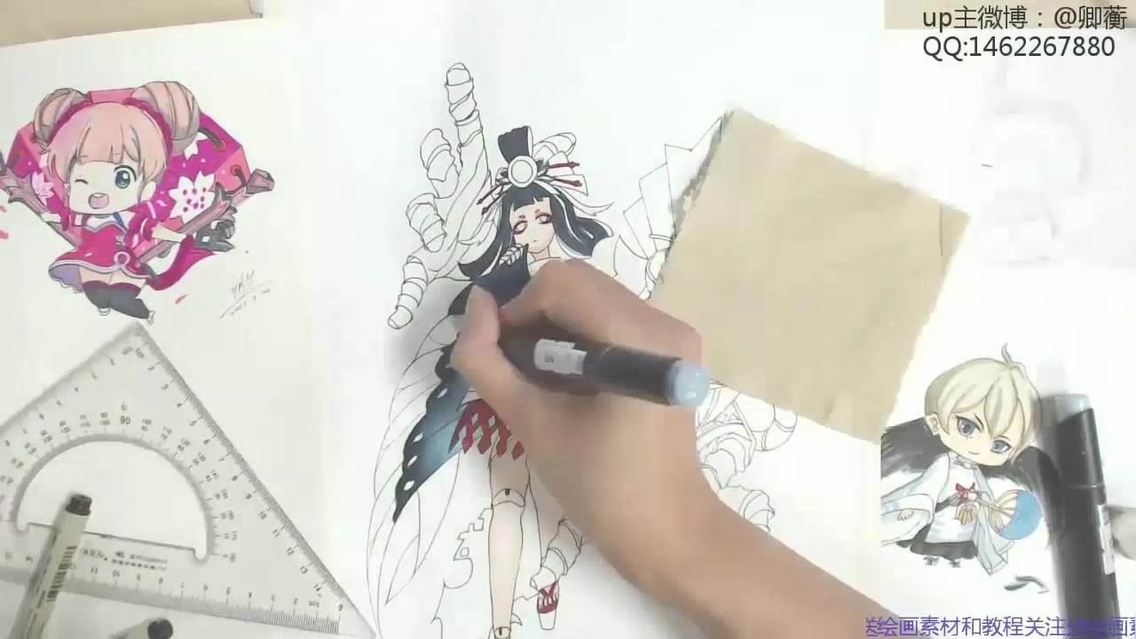 马克笔上色手绘游戏插画——傀儡师小姐姐哔哩哔哩bilibili