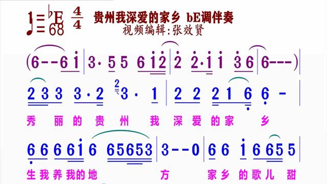 [图]《贵州我深爱的家乡》动态简谱bE调伴奏 完整版请点击上面链接 知道吖动态谱