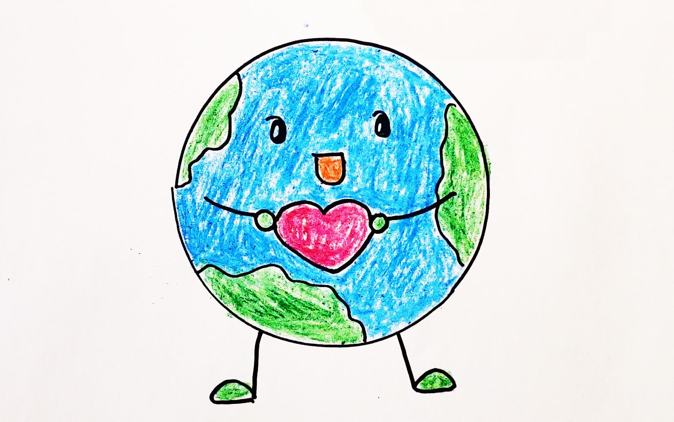 绿色低碳生活从我做起学画422世界地球日简笔画