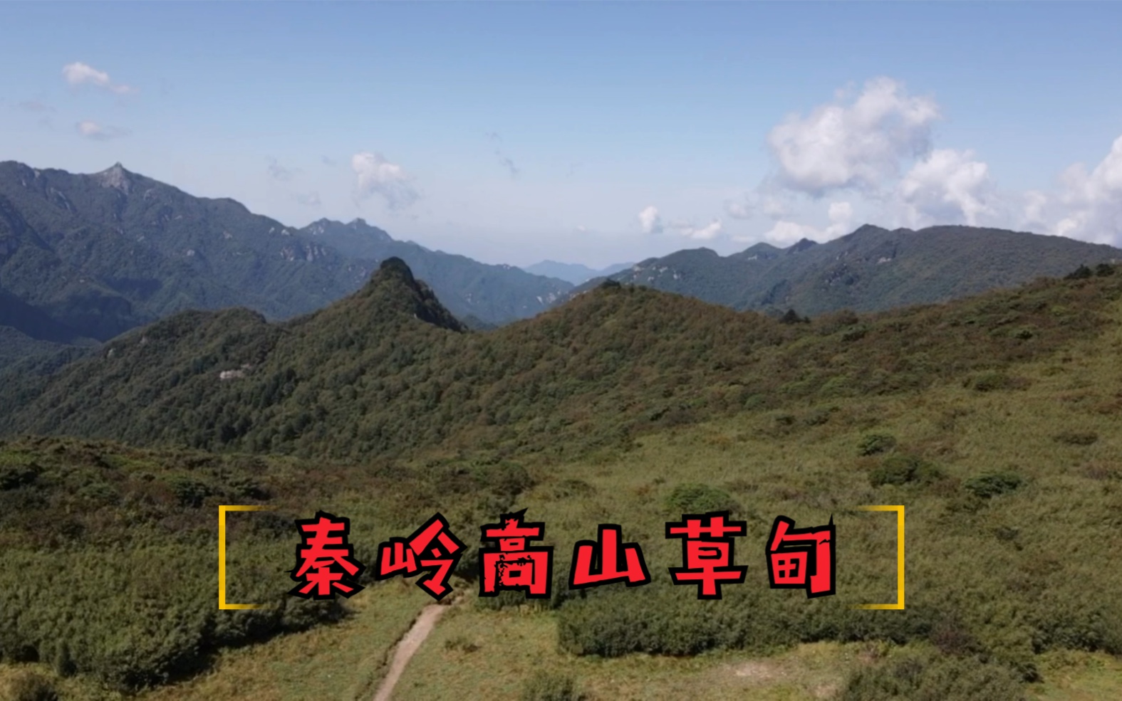 大疆无人机航拍秦岭分水岭高山草甸